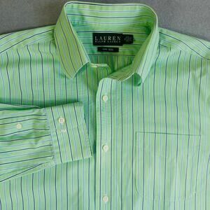 Lauren Ralph Lauren Mens Non-Iron Classic Fit Dress Shirt Size Large 16 34/35